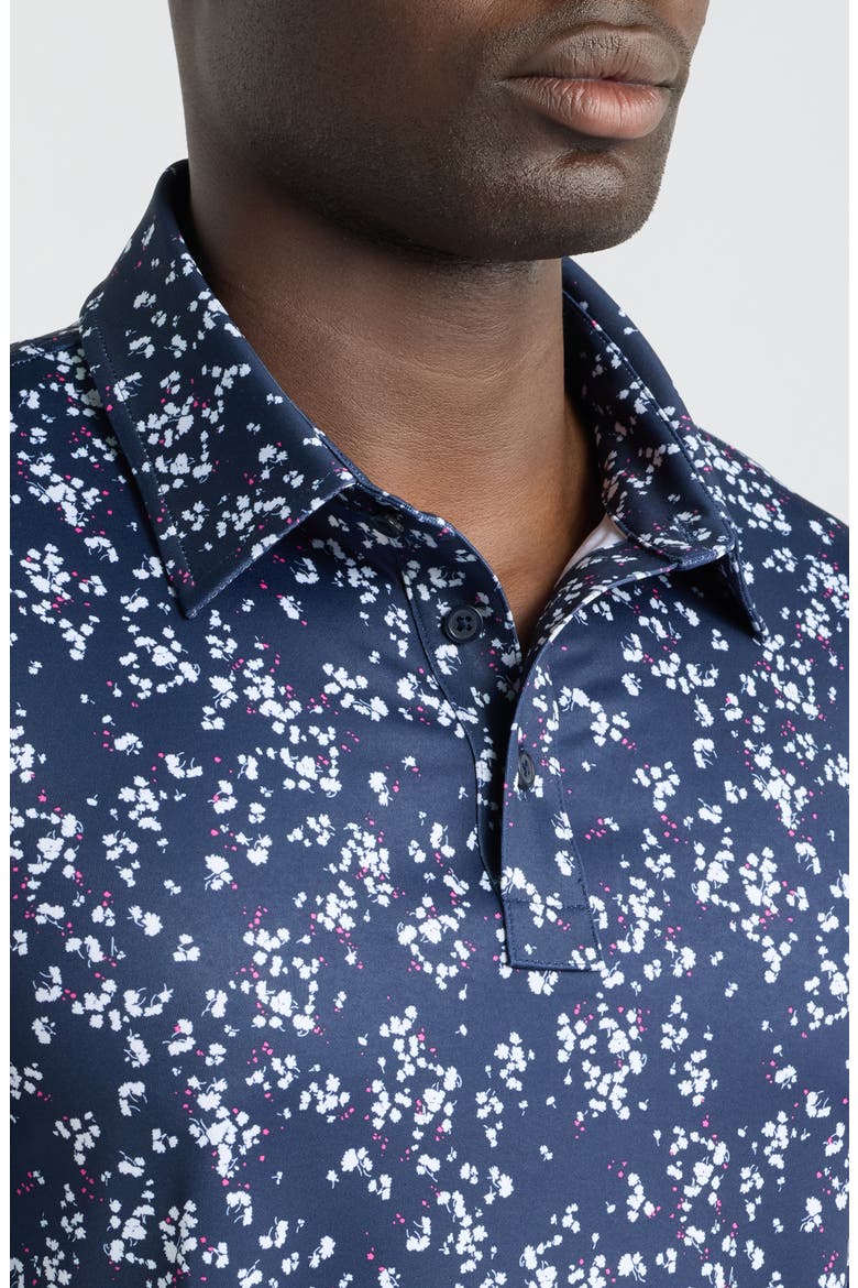 Wildflower Tech Jersey Polo Shirt, Alternate, color, TWILIGHT/ SNOW