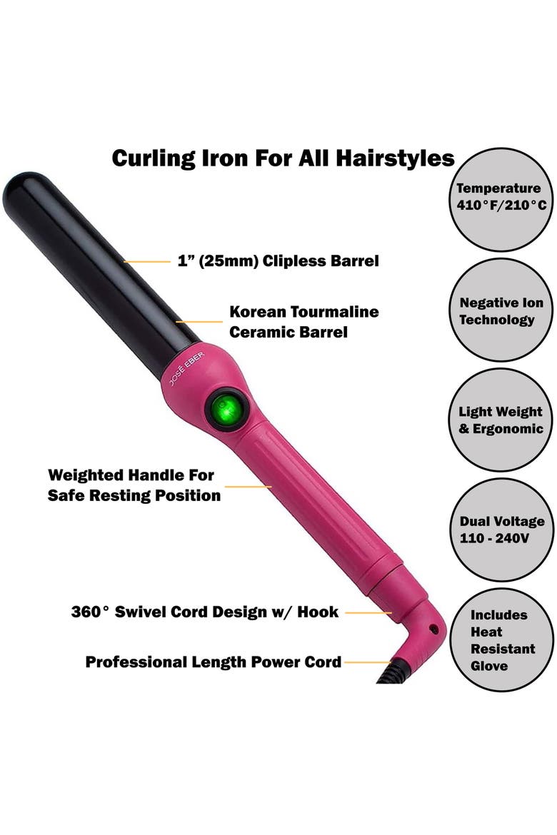 Clipless Curling Iron 1", Alternate, color, Pink