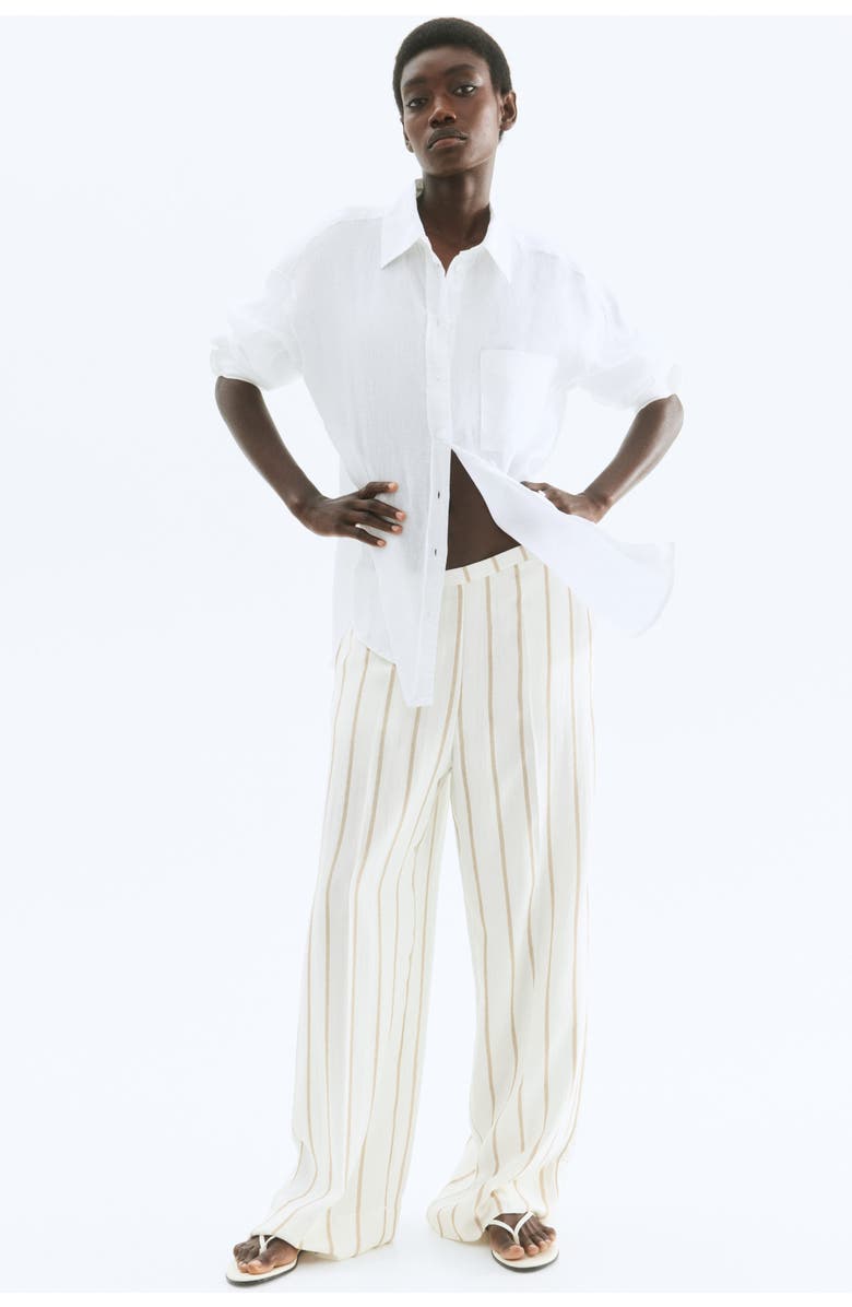 H&M Wide Twill Trousers, Alternate, color, 