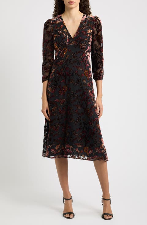 Burnout Velvet Midi Dress