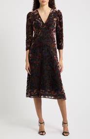 Eliza J Burnout Velvet Midi Dress