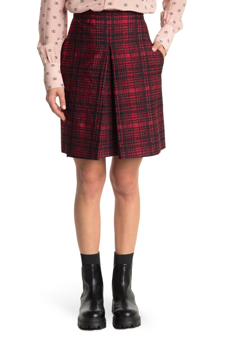 Plaid Pleated Mini Skirt, Main, color, ARMY GREEN/ GREEN TEA SORBET
