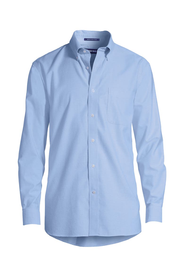 Tailored Fit No Iron Solid Supima Cotton Oxford Dress Shirt, Alternate, color, Blue