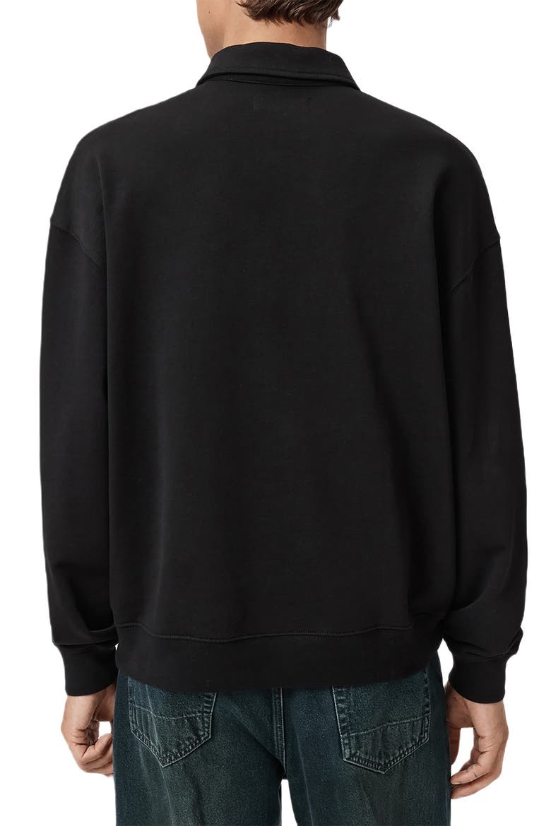 Xander Logo Graphic Polo Sweatshirt, Alternate, color, JET BLACK