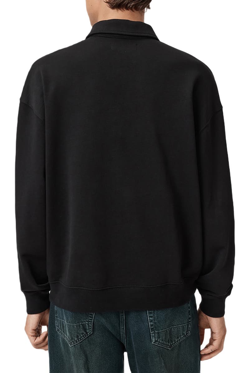 AllSaints Xander Logo Graphic Polo Sweatshirt, Alternate, color, Jet Black