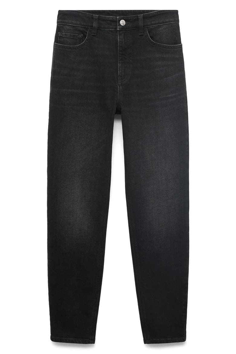 High Waist Ankle Mom Jeans, Alternate, color, BLACK DENIM