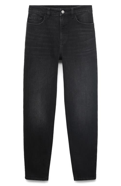 Mango High Waist Ankle Mom Jeans In Black