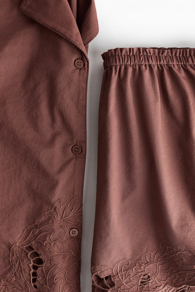 Broderie Anglaise Pyjamas, Alternate, color, Dusty red
