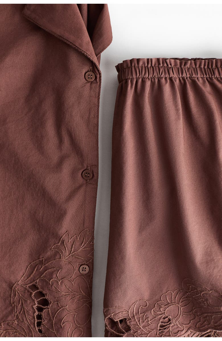 H&M Broderie Anglaise Pyjamas, Alternate, color, Dusty Red
