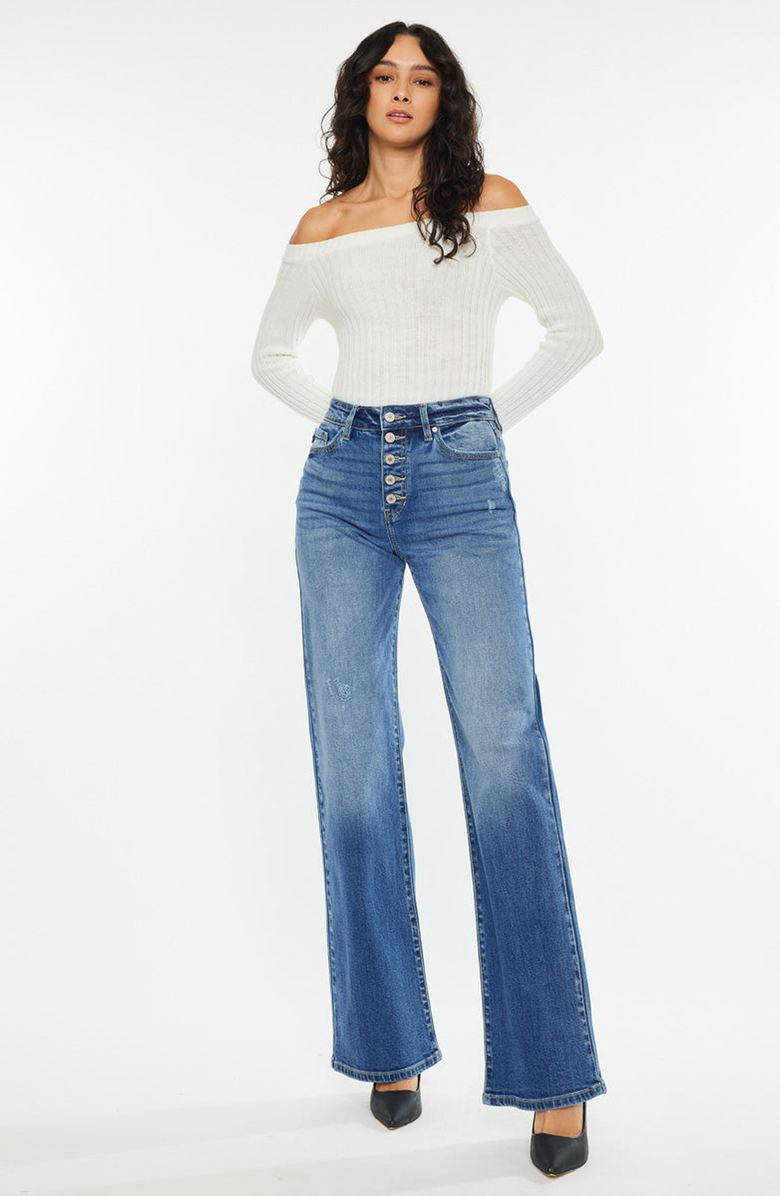 KanCan Celine High Rise 90's Flare Jeans, Alternate, color, Medium Wash
