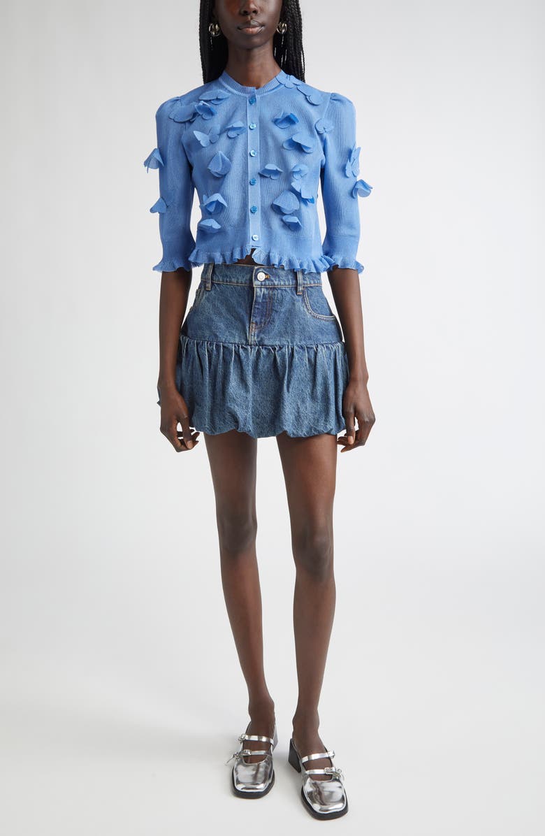 Coperni Butterfly Appliqué Shimmer Knit Cardigan, Alternate, color, 