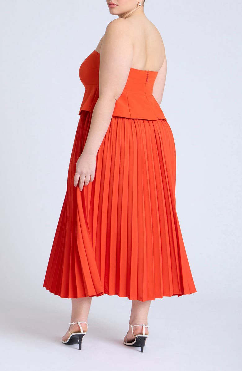ELOQUII Strapless Pleated Maxi Dress, Alternate, color, 