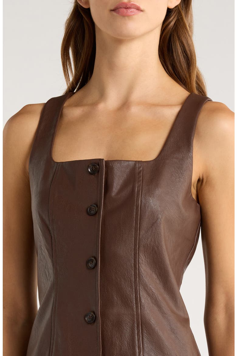 Rubie Sleeveless Faux Leather Minidress, Alternate, color, TAMARIND