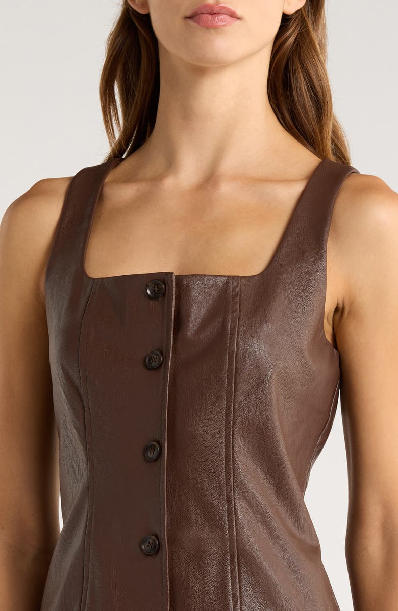 PAIGE Rubie Sleeveless Faux Leather Minidress, Alternate, color, Tamarind