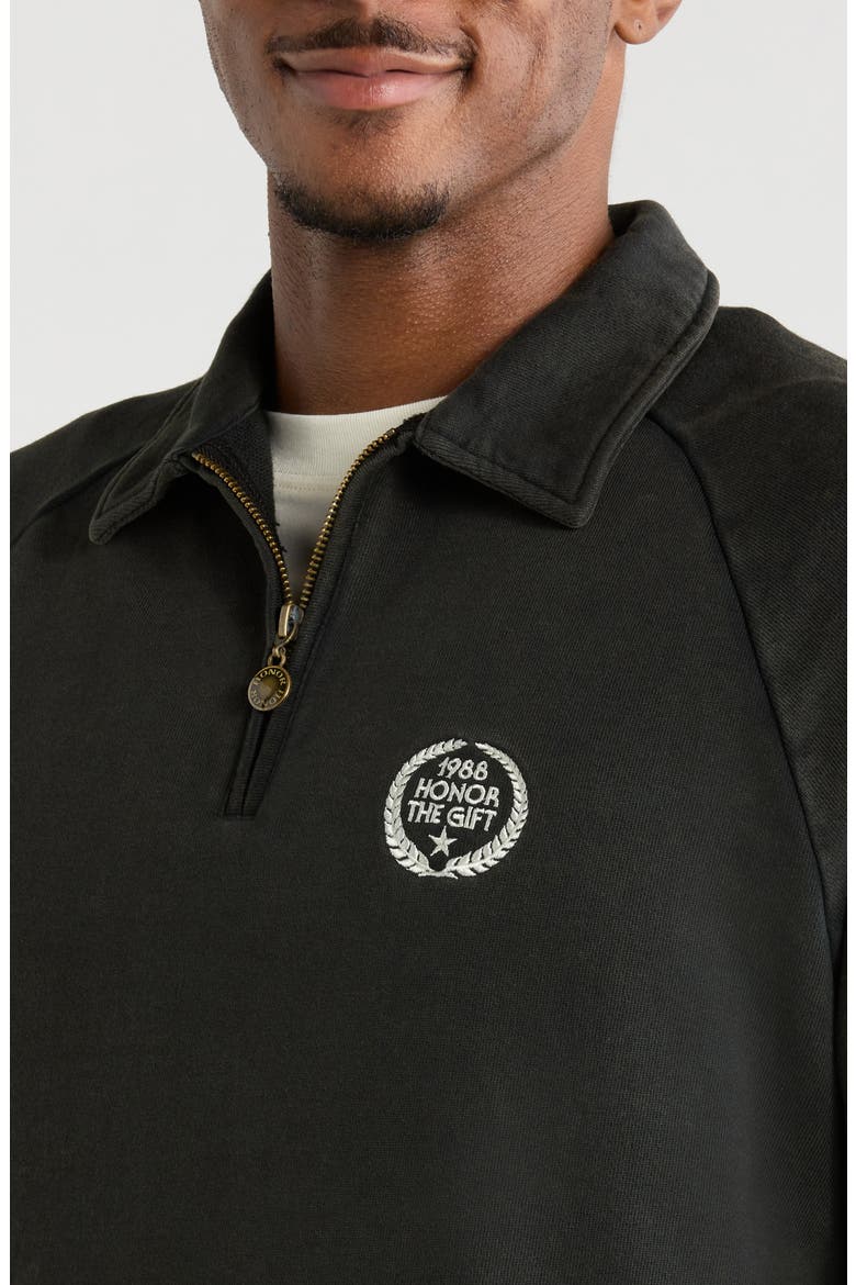 Cotton Terry Quarter-Zip Pullover, Alternate, color, VINTAGE BLACK