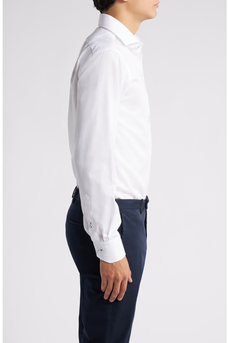 Trim Fit Check Diamond Textured Cotton Dress Shirt, Alternate, color, WHITE