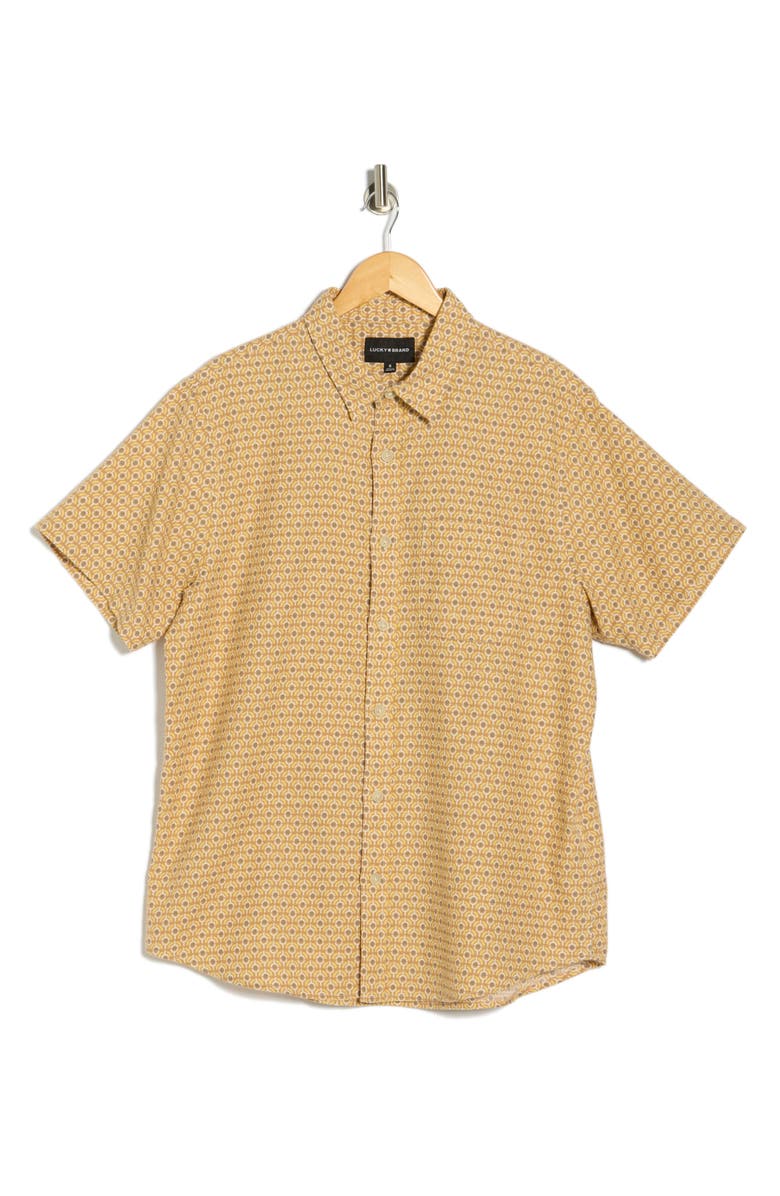 Lucky Brand San Gabriel Short Sleeve Button-Up Shirt, Main, color, Natural Multi Print