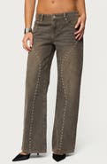 EDIKTED Charliza Studded Low Rise Baggy Jeans