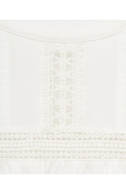 Mango Openwork Cotton T-shirt In White