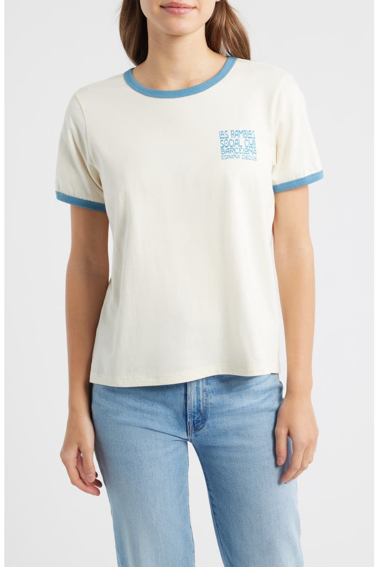 Barcelona Cotton Graphic Ringer T-Shirt, Main, color, GARDENIA