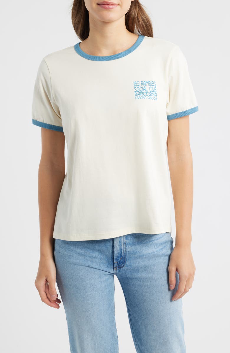 CITY BLUES Barcelona Cotton Graphic Ringer T-Shirt, Main, color, Gardenia