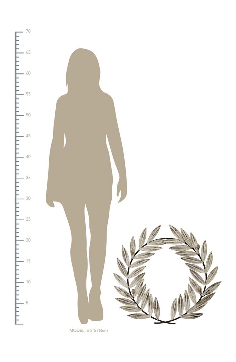 STRATTON HOME DECOR Distressed White Metal Wreath Wall Decor, Alternate, color, 