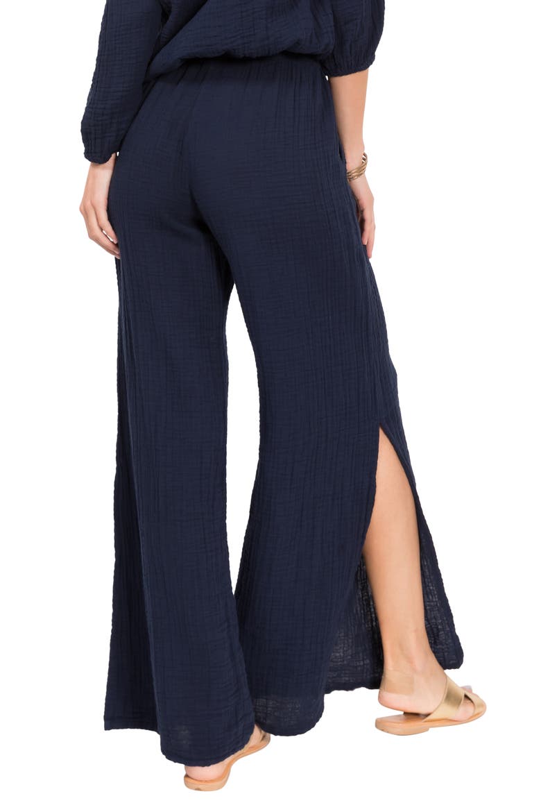Riley Gauze Split Hem Pants, Alternate, color, NAVY