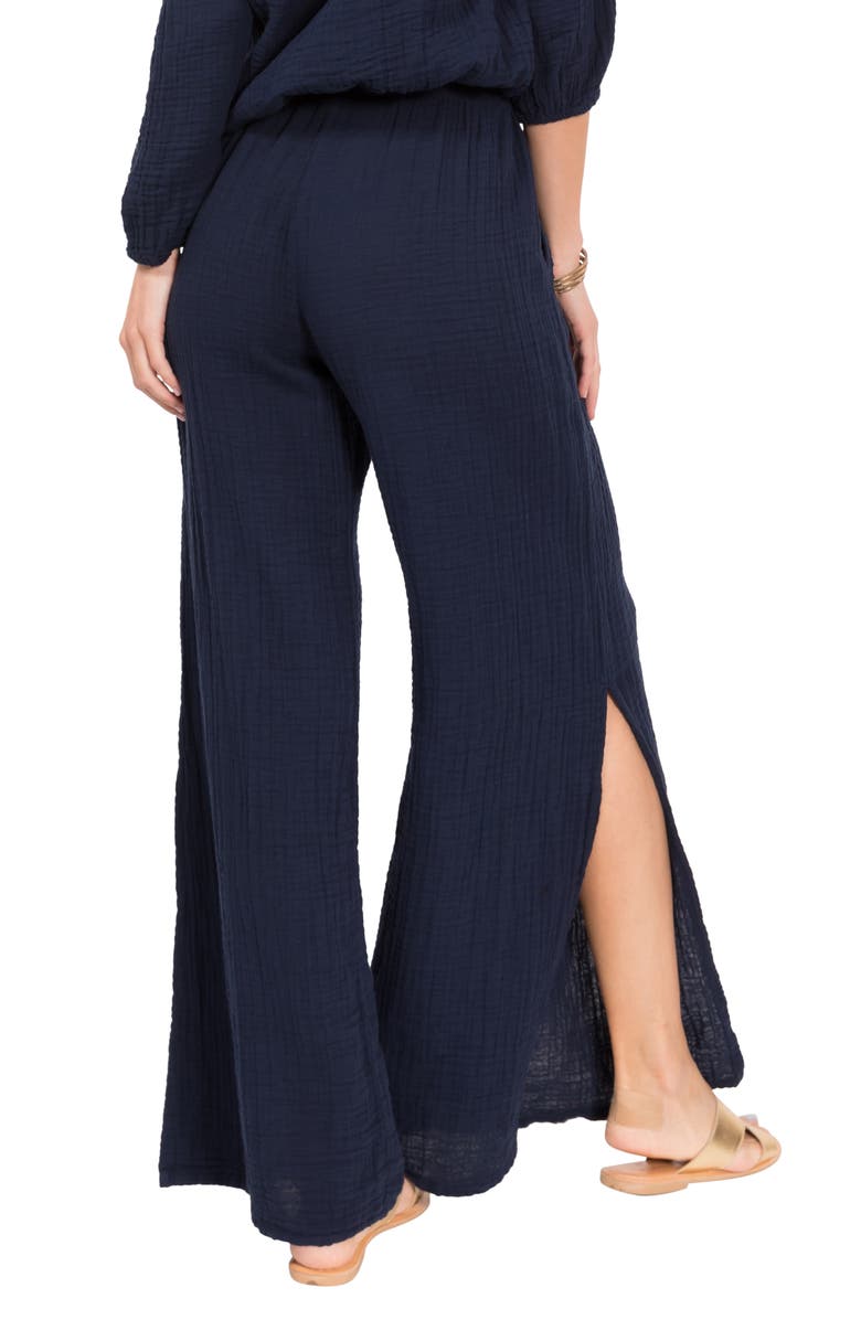 Everyday Ritual Riley Gauze Split Hem Pants, Alternate, color, Navy