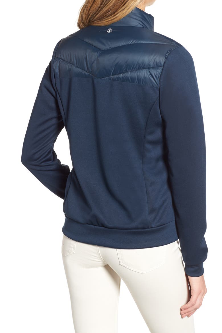 Hirsel Chevron Quilted Sweater Jacket, Alternate, color, NAVY/ NAVY SOLID