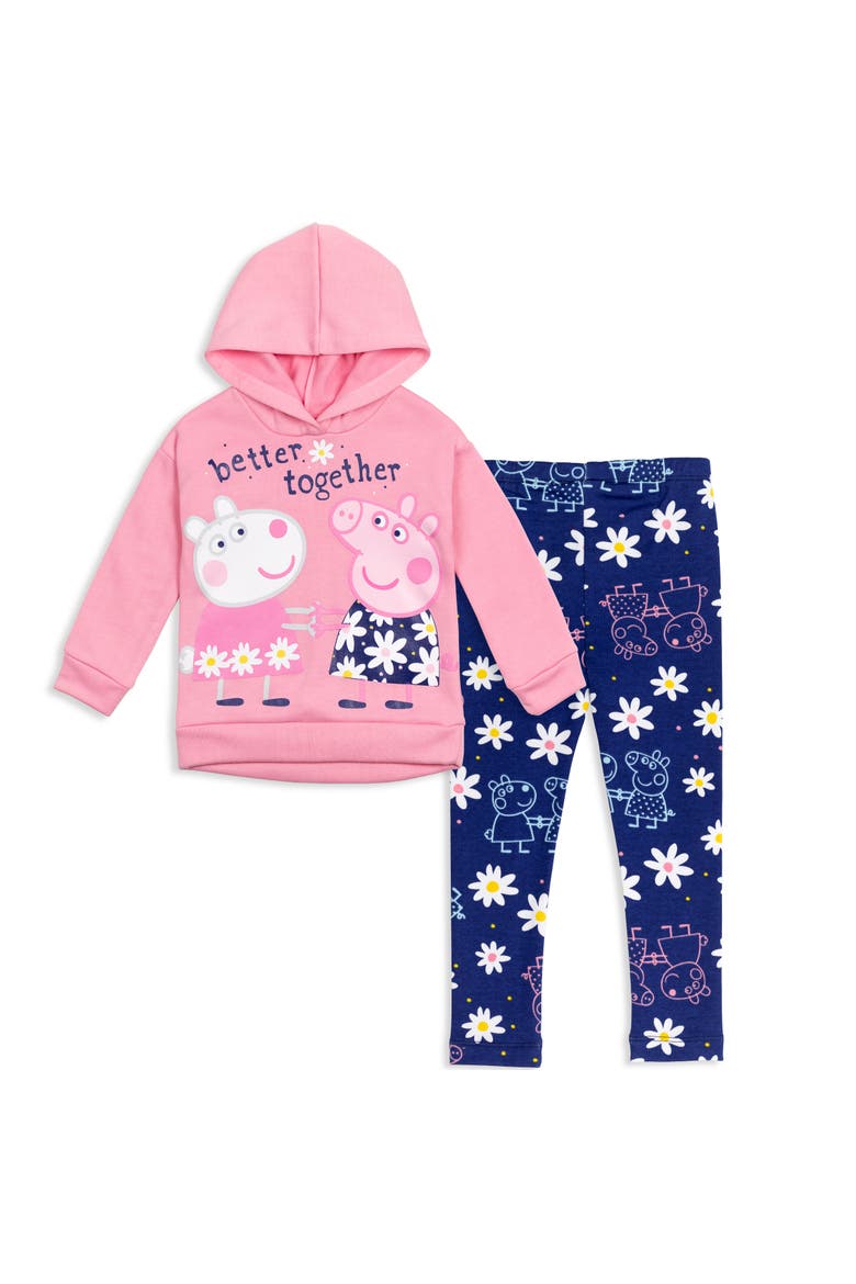 2-Piece Fleece Hoodie and Leggings Set, Main, color, Peppa Pink Navy