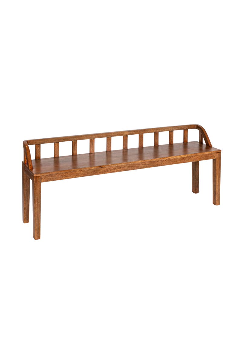Olive Grove Slatted Back Bench, Main, color, Brown