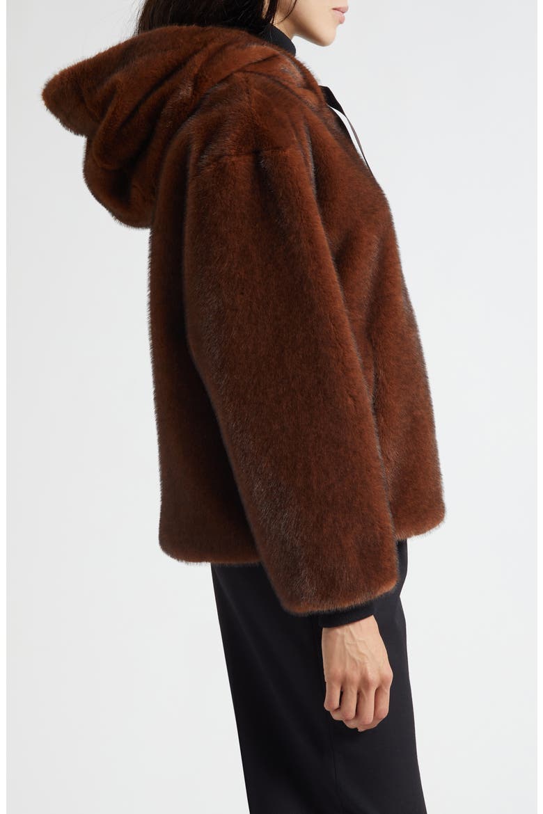 Mink Faux Fur Hooded Blouson Jacket, Alternate, color, CHOCOLATE