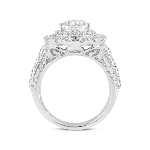 Luvmyjewelry Augusta 14k White Gold Pear Lab Grown Diamond Halo Engagement Ring In 14k White Gold