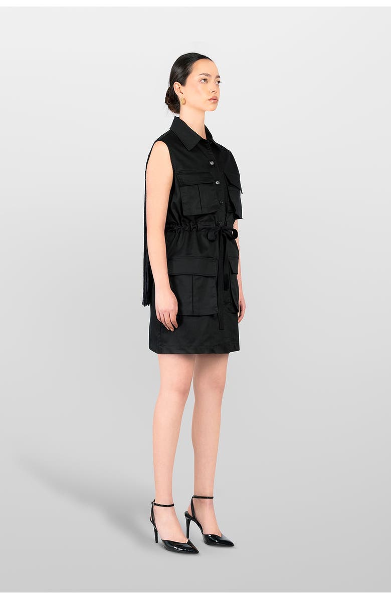 LAURA APARICIO Sahariana Cotton Dress, Alternate, color, Black