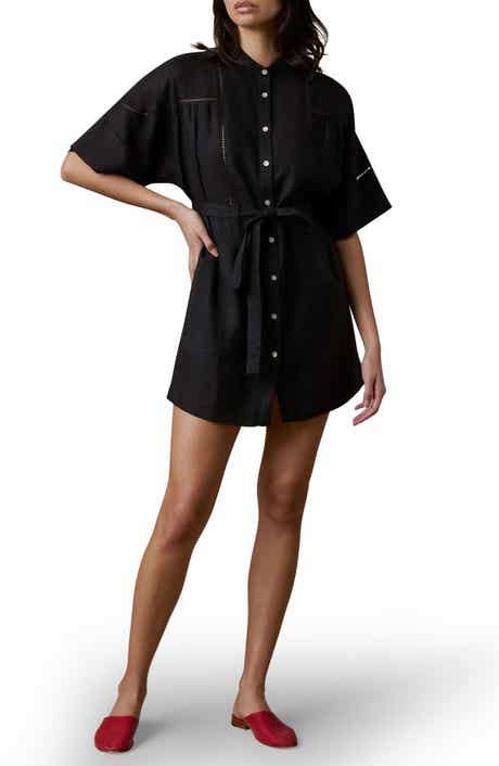 Luna Lattice Inset Linen Shirtdress