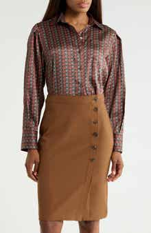 Estrella Geometric Print Cropped Shirt