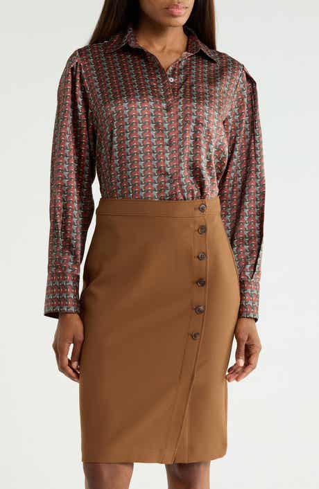 Estrella Geometric Print Cropped Shirt