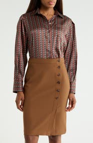Derek Lam 10 Crosby Estrella Geometric Print Cropped Shirt