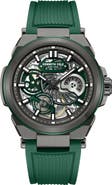 Kenneth Cole New York Skeleton Black Automatic Silicon Strap Watch, 42mm