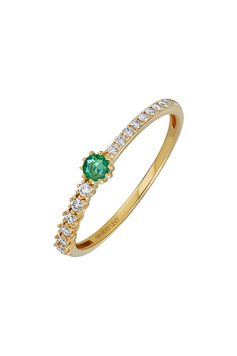 El Mar Emerald & Diamond Stackable Ring - 0.15ct. (Nordstrom Exclusive), Main, color, 18K YELLOW GOLD