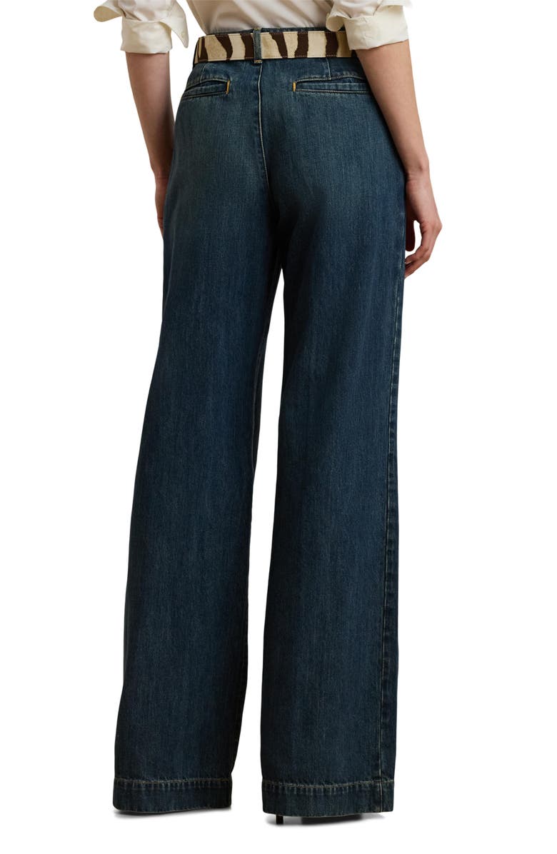 Lauren Ralph Lauren Pleated High Waist Wide Leg Jeans, Alternate, color,