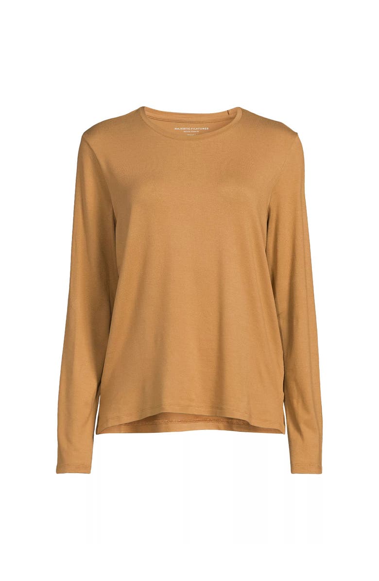 Majestic Filatures Soft Touch Semi Relaxed Long Sleeve Crewneck T-Shirt, Main, color, Chamois