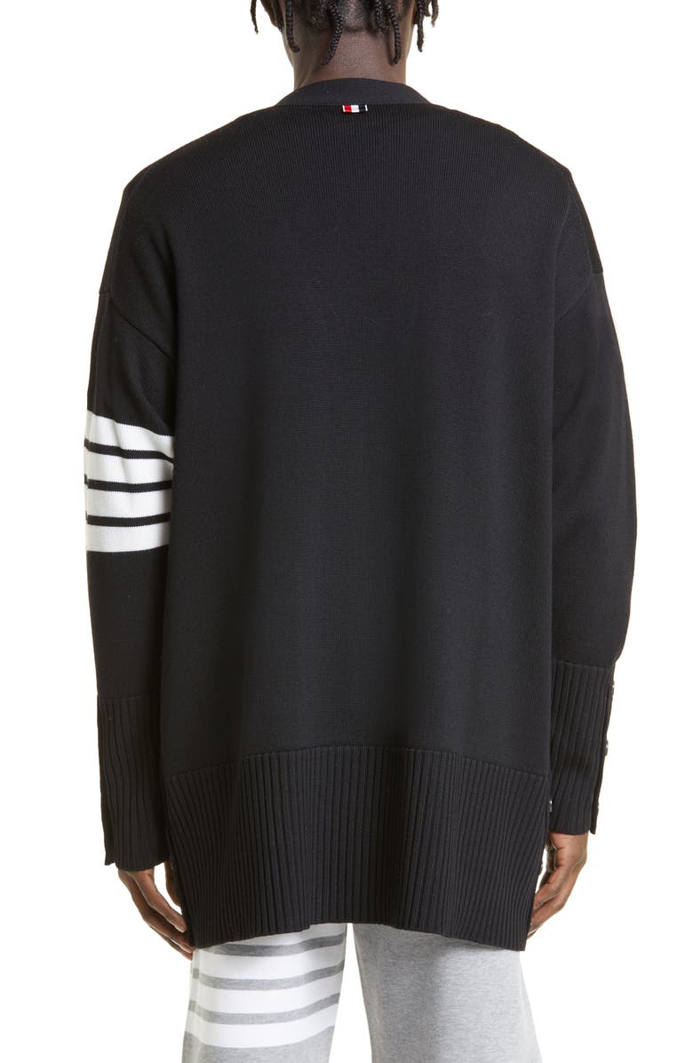 Thom Browne 4-Bar Elongated Merino Wool Cardigan, Alternate, color, 