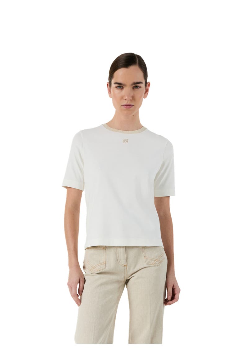 Mavie Embroidered Monogram T-Shirt, Main, color, Ecru