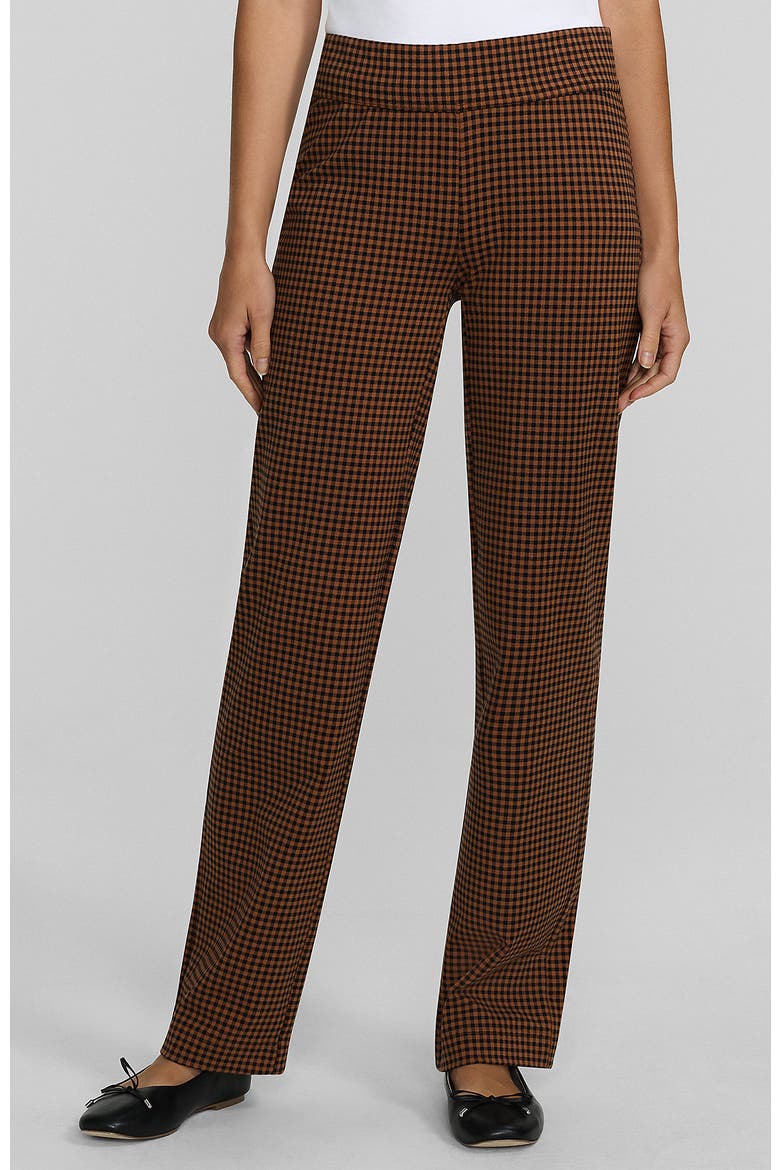 Starfish Mid Rise Straight Leg Pants, Main, color, Rich Ginger Brown/Black Check