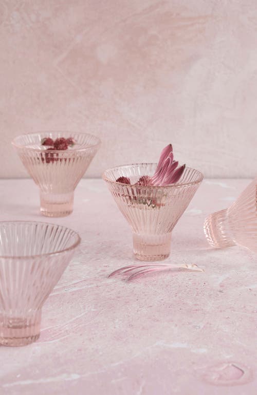The Collective Home Pressed Pink Martini Glasses In Transparent