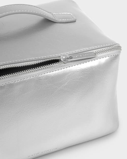 Katie Loxton Large Patent Crackle Makeup And Toiletry Bag In Silver
