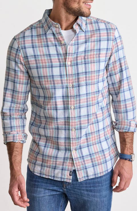 Folly Beach Plaid Island Slub Cotton Spread Collar