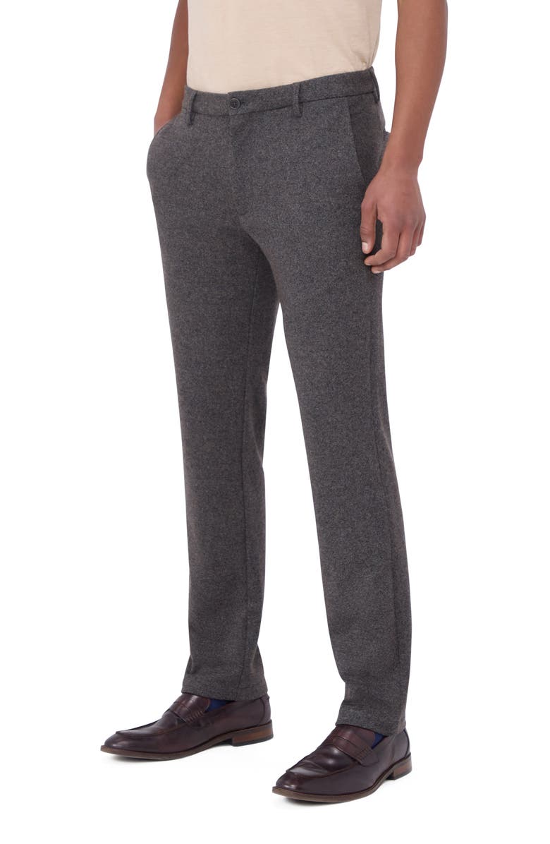 Bugatchi Flat Front Wool & Cotton Blend Chino Pants, Main, color, Zinc