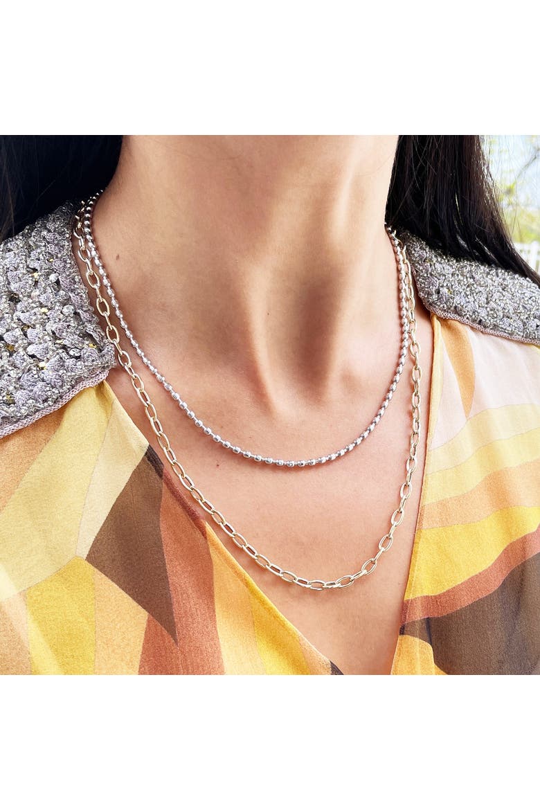 Nugget Bead Chain Necklace, Alternate, color, White Gold